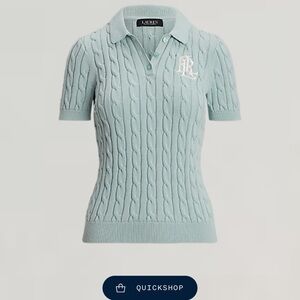 Lauren Ralph Lauren Soft Blue Cable Knit Polo